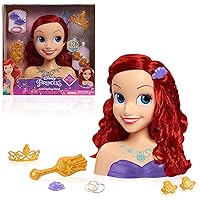 Disney Princess Ariel Styling Head, Red Hair, 10 Piece Pretend Play Set, The Little Mermaid, Officially Licensed Kids Toys for Ages 3 Up by Just Play