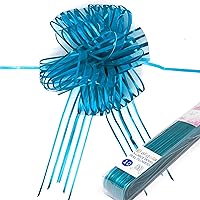 Allgala 10-PC 7 Inch Extra Large 2 Ich (5CM) Width Organza Ribbon Pull Flower Bow for Gift Wrapping Baskets Wedding Décor - Turquoise-GP90512