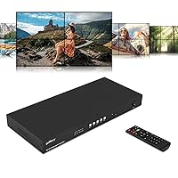 gofanco 2x2 Video Wall Processor Controller – Up to 4K 30Hz, Four Switchable Inputs, 9 Videowall Modes, Cascade up to 10x10, Loopout, 180º Rotation, Edge Correction, 1U, Audio Extractor (Videowall22)