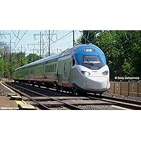 Hornby Amtrak Acela NEC High-Speed Service OO Electric Model Train Set HO Track with Remote Controller & US Power Supply HR1000T, Blue & Gray