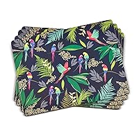 Pimpernel Sara Miller London Parrot Collection Placemats | Set of 4 | Heat Resistant Mats | Cork-Backed Board | Hard Placemat Set for Dining Table | Measures 15.7” x 11.7”