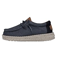 Hey Dude Wally Toddler Washed Canvas | Boy's Loafers | Boy's Slip On Shoes | Comfortable & Light Weight