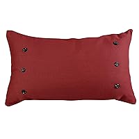 HiEnd Accents Prescott Decorative Throw Pillow, 21x34 inch, Large Red Oblong Lumbar Pillow with Buttons, Farmhouse Chic Casual Coastal Boho Accent Pillow for Bed, Couch, Sofa