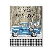 Hello Winter Plaid Gnomes Canvas Wall Art, Design by Paul Brent