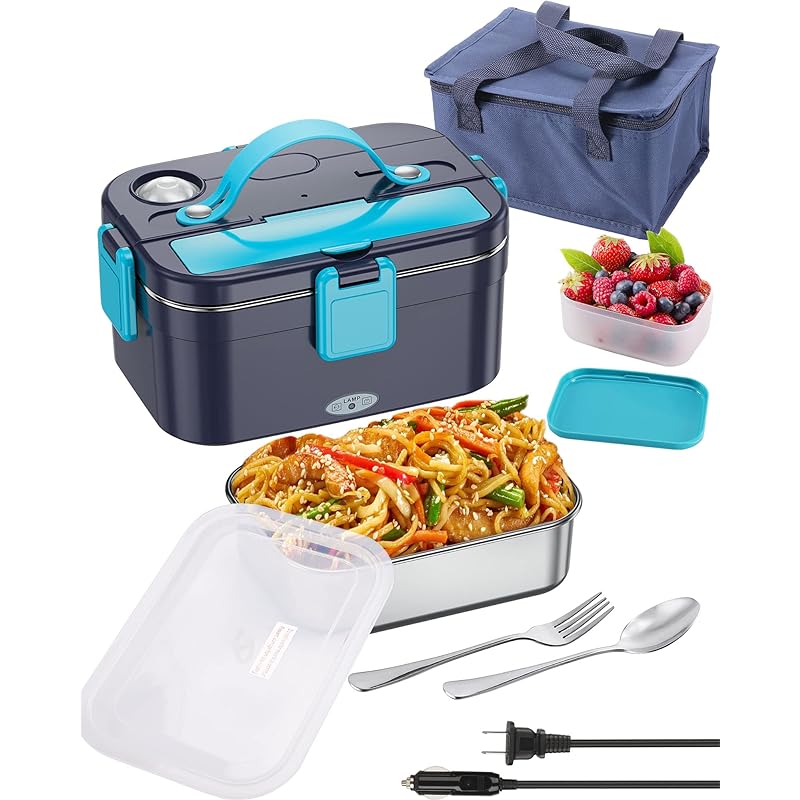 Portable Electric heated lunch box With Insulated Bag Food Warmer 12V Car  Home | eBay