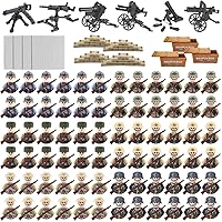 WW2 Army Men Figures Set, Mini World War 2 Military Building Set with Weapons/Baseplates for Boys Gift Room Decoration