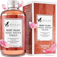 Rose Water Toner - Pure Rose Water with Hyaluronic Acid & Aloe Vera, Pore Minimizer Facial Toner, Hydrating Face Toner for Women, Rejuvenating and Soothing Skin Toner