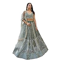 Trendy Sequins Embroidered Net Party Wear Lehenga Choli Indian Woman 6060
