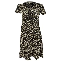 Michael Kors Women's Giraffe Printed Tie Front Mini Dress 2 Khaki