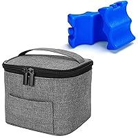 Luxja Breastmilk Cooler Bag (Hold Four 5 Ounce Breastmilk Bottles) and Reusable Ice Packs Bundle, Gray