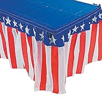 American Flag Patriotic Table Skirt, Disposable Plastic - 4th of July Party Supplies - 1 Piece