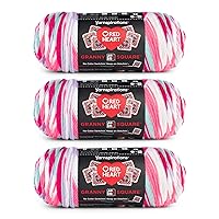 Red Heart All in One Granny Square Soft White - Pink Punch Yarn - 3 Pack of 250g/8.8oz - 100% Acrylic - #4 Worsted (Medium) - 381m/417Yards - for Knitting, Crochet and Amigurumi