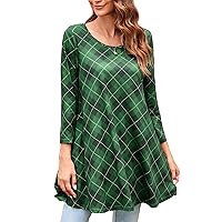 ENMAIN Women's Tunic Top 3/4 Sleeve Plus Size Tunic Tops to Wear with Leggings Ladies Casual Swing Dressy Blouses