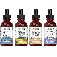MaryRuth's Lymphatic Support Drops, Respiratory Health Herbal, Lion's Mane Mushroom, and Sea Moss Liquid, 4-Pack Bundle for Lymphatic Health, Immune Support, Nootropic Brain Support, and Gut Health