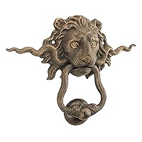 SP3015 Lion and The Snake Cast Iron Foundry French Royalty Decorative Door Knocker, Gold