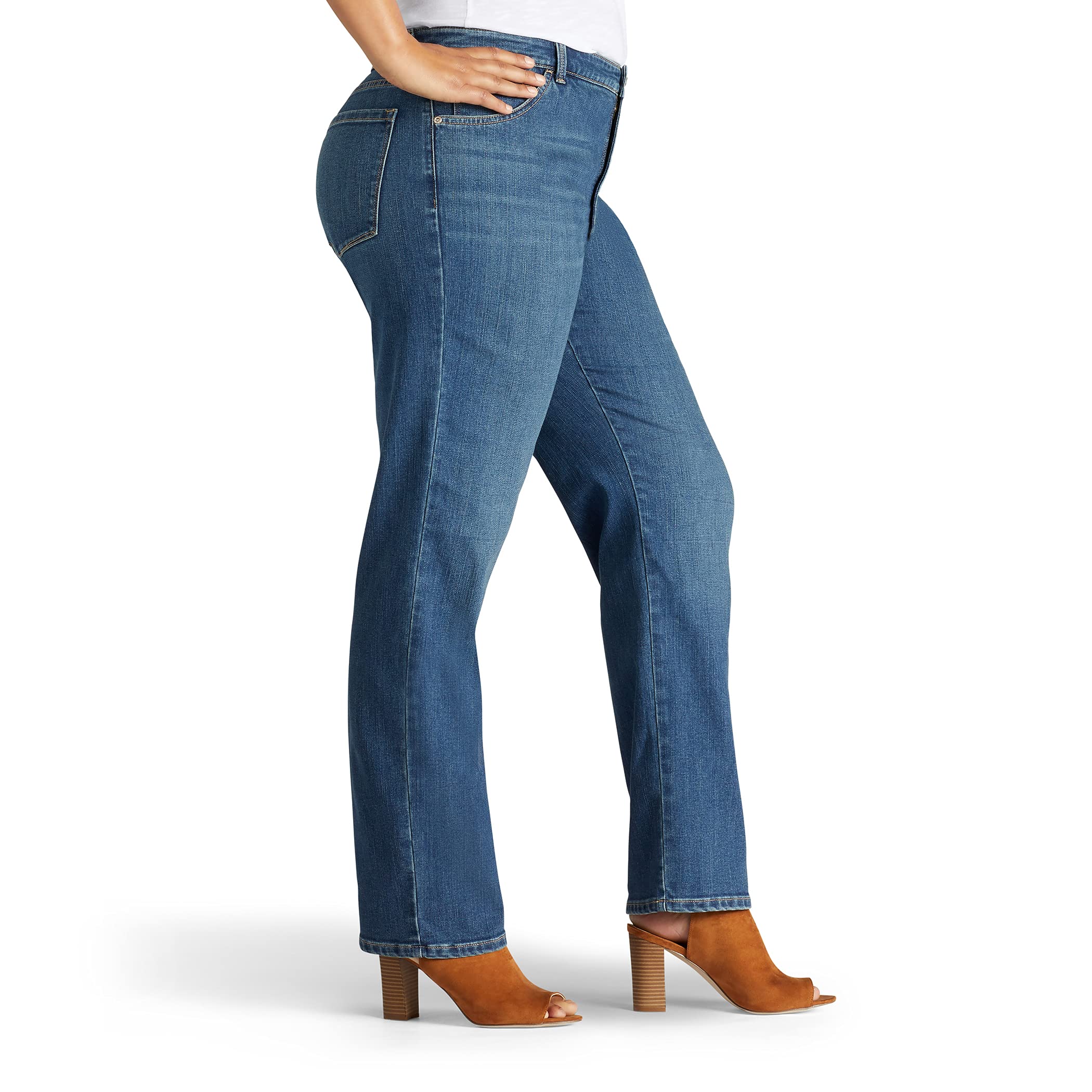 Lee Women's Plus Size Instantly Slims Classic Relaxed Fit Monroe Straight Leg Jean