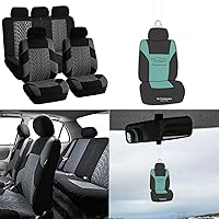 FH Group Automotive Seat Covers Travel Master Full Set Gray Black Car Seat Protector, Airbag and Split Rear Combo Car Seat Cover Universal Fit Interior Accessories Cars Trucks SUV Car Accessories