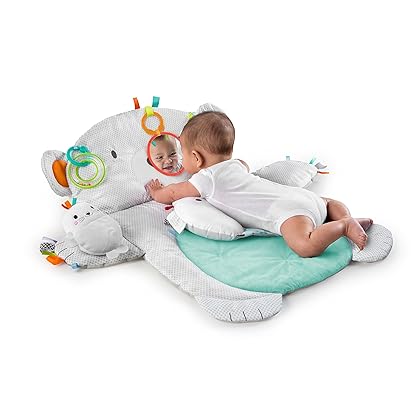 Bright Starts Tummy Time Prop & Play Baby Activity Mat with Support Pillow & Taggies - Polar Bear 35 x 29.5 in., Newborn and up