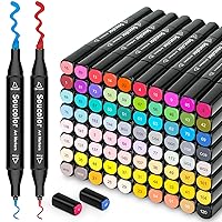 Soucolor Alcohol Markers 80 Colors, Professional Permanent Art Markers, Dual Tips Art Markersfor Adult Coloring Kids Drawing, Artist Markers Art Supplies for Blending Sketching, Art Set Marker Pens