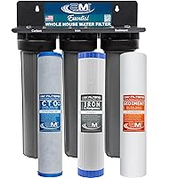 AMI Essential 3-Stage Whole-House Water Filter System, 10-Inch Sediment, Carbon, and Iron Filter Cartridges, 1 of Each