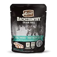 Merrick Backcountry Grain Free Gluten Free Premium Wet Cat Food, Chicken and Trout Recipe Cuts With Gravy - (Pack of 24) 3 oz. Pouches