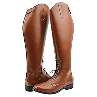 Women Ladies Victory Leather English Field Boots Horse Back Riding Equestrian Tan