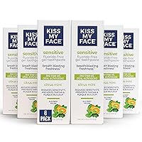 Sensitive Toothpaste Gel, Citrus Mint Gel, Protection for Sensitive Teeth and Gums, with Tea Tree Oil, Aloe and Iceland Moss, Fluoride Free, Vegan, 4.5 oz, 6 Pack