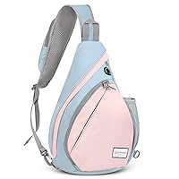 ZOMAKE Sling Bag for Women Men:Small Crossbody Sling Backpack - Mini Water Resistant Shoulder Bag Anti Thief Chest Bag Daypack for Travel Hiking Outdoor Sports(Grey/Light Pink)