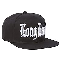 Long Beach Olde English Font Black Snapback Hat