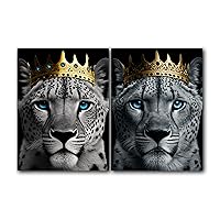 The Crowned Cheetahs, Animal Portrait, Set of 2 Poster Print, Wall Art Décor, Multiple Sizes (12 x 16 Inches)