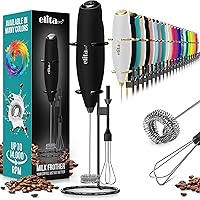 ELITAPRO ULTRA-HIGH-SPEED 19,000 RPM, Milk Frother DOUBLE WHISK, Unique Detachable EGG BEATER and STAND For quick preparation (Black)