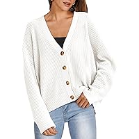 ANRABESS Women Cardigan Sweaters 2024 Fall Oversized Button Open Front Knit Lightweight Cardigans Fall Outfits Outerwear