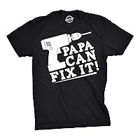 Mens Papa Can Fix It Tshirt Funny Dad Fathers Day Power Tool Tee for Guys