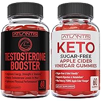Atlantis Nutrition Testosterone Booster 2-Pack (120 Gummies) + Sugar Free Keto Apple Cider Vinegar 60 Gummies