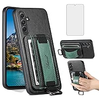 Asuwish Phone Case for Samsung Galaxy A54 5G Wallet Cover with Tempered Glass Screen Protector and Slim Stand Credit Card Holder Mobile Leather Cell Accessories A 54 54A SM A546U 2023 Women Black