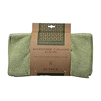 Greenery Collection Microfiber Cleaning Cloths, Attract Dust Like a Magnet, Green and Tan Duster Cloths, Pack of 20