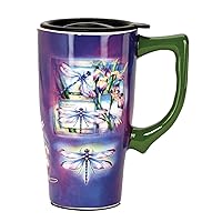 Spoontiques - Ceramic Travel Mugs - Dragonfly Cup - Hot or Cold Beverages - Gift for Coffee Lovers