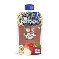 Happy Baby Organic Baby Food, Apples, Blueberries & Oats, 4 Oz