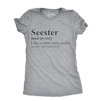 Womens Funny T Shirts Seester Sarcastic Sister Graphic Tee for Ladies