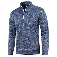 Mens Fleece Pullover Quarter Zip Sweaters Cold Weather Thermal Shirt Jacket Lightweight Workout Gym Knitted Pullover