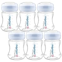 Maymom Wide-Mouth Milk Storage Collection Bottle with SureSeal Sealing Disk; Compatible with Spectra/Motif Luna/Ameda MYA/Bellababy Pumps. Can Replace Spectra S1 S2 Bottles, 6 pc (4.7Oz/140mL, 6pc)