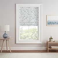 Eclipse Evangeline Botanical Roman Shade for Windows, Cordless 100% Blackout Shade, 23 in Wide x 64 in Long, Noise Reducing, Energy Efficient, Woven Design Window Shade for Any Room, Marine