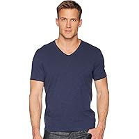 John Varvatos Men's Miles Short Sleeve Slub V-Neck with Cut Raw Edge