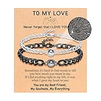 UNGENT THEM 100 Language Link Chain Stainless Steel Bracelet for Couples, Birthday Christmas Anniversary Valentines Day Gifts for Men Women Couples