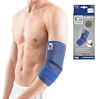 Neo-G Elbow Support - for Epicondylitis, Tennis Golfers Elbow, Sprains, Strain Injuries, Tendonitis, Arthritis, Recovery, Sports - Adjustable Compression - Class 1 Medical Device - One Size - Blue