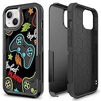 for iPhone 12, iPhone 12 Pro, Gaming Controller Video Game Player Pattern Shock-Absorption Hard PC + Inner Silicone Hybrid Dual Layer Armor Defender Case for iPhone 12/12 Pro