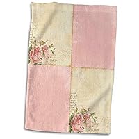 3D Rose Pink Roses Vintage Collage Art Hand/Sports Towel, 15 x 22