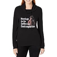 Fifth Sun Stranger Things Coffee and Contemplation Women's Cowl Neck Long Sleeve Knit Top