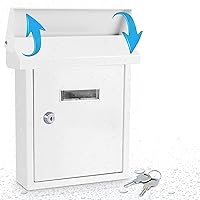 SereneLife Weatherproof Wall Mount Locking Mailbox - Galvanized Steel w/ Metal Flap for Mail Insertion, Home Decorative & Office Business Parcel Box Drop Secure Lock - SLMAB01, 10