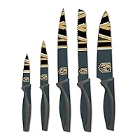 NHL 5-Piece Kitchen Knife Set - Includes Chef Knife, Bread Knife, Carving Knife, Utility Knife, Paring Knife - Durable & Dishwasher Safe - Ideal Gift for the Loyal Sports Fan